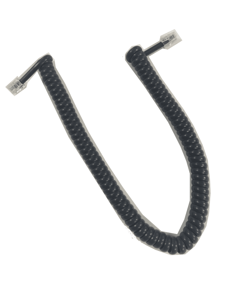 Handset curly Cord 400mm Dark Grey Tails 30/30mm